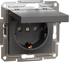 Розетка з кришкою з заземленням Schneider Electric Asfora Антрацит EPH3100171