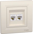Розетка комп'ютерна RJ45 UTP кат. 5Е подвійна Schneider Electric Asfora Крем EPH4400123