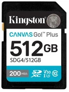 Карта памяти Kingston SDXC 512GB Canvas Go! Plus G4 Class 10 UHS-I U3 V30 (SDG4/512GB)