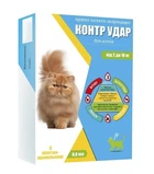 Противопаразитарные капли Контр Удар от блох, клещей и волосоедов для кошек весом 2-10 кг, 3 пипетки/уп