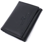 Удобный компактный кошелек с монетницей из натуральной кожи ST Leather 22742 черный