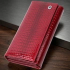 Кожаный лакированный кошелек с блоком для кредитных карт ST Leather 22682 красный