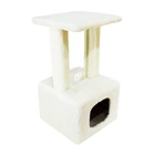 Когтеточка для кошек Lucky Pet Дом "Грот Люкс" домик, мех, белый - 33x33x64см