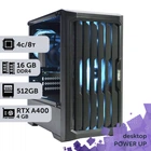 Рабочая станция PowerUp Desktop #813 Core i3 14100F/16 GB/SSD 512GB/NVIDIA Quadro RTX A400 4GB для 3D моделирования видеомонтажа рендеринга для инженеров и архитекторов