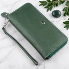 Женский клатч-кошелек на молнии ST Leather 18936 Зеленый