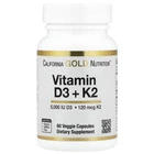 Витамины и минералы California Gold Nutrition Vitamin D3 + K2 60 вег капсул