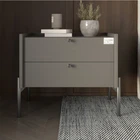 Тумба прикроватная LION Wood с двумя ящиками Антрацит (черные ножки) (LION-041335)
