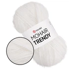 Пряжа YarnArt Mohair Trendy, Белый №101 - 100 г / 220 м, мохеровая пушистая пряжа для свитеров, шапок и шарфов