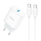 Мережевий зарядний пристрій з кабелем HOCO C104A Stage single port PD20W charger set (Type-C to Type-C) (EU) White