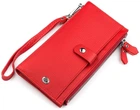 Кошелек женский ST Leather для карт из натуральной кожи большой горизонтальный на кнопке Красный 55672