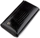 Женский кошелек ST Leather из натуральной кожи черный большой горизонтальный с монетницей для карт на кнопке 17 5х9х3 5 см 56518