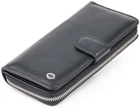 Вертикальне портмоне ST Leather з натуральної шкіри чорне унісекс на блискавці для карт та магніті для карток 56426