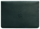 Шкіряний чохол-конверт на магнітах для MacBook 15 дюймів, зелений, натуральна шкіра Краст, ручна робота, 38×25,5 см 58673