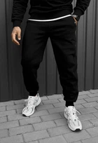 Штаны мужские Стаф черные спортивные на флисе Staff rol black fleece XXL (403949)