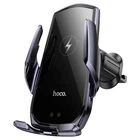 Автотримач для телефона з БЗП HOCO CA202 Plus Enlightener infrared induction wireless charging car holder(air outlet) Black metal