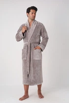 Мужской халат Nusa 26690 велюровый, 2XL Taupe