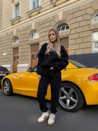 Жіночий зимовий спортивний костюм на флісі з худі оверсайз та штанами-джогерами ELFBERG BO-470 48-50 Чорний (2000001094112)