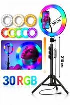 Набір блогера LED-лампа RGB MJ-30 30 см + штатив 2.1 м + тримач для телефона для фото та відео