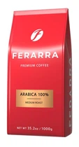 Кава в зернах Ferarra Caffe 100% Arabica 1 кг зернова кава 100% арабіка середнього обсмажування кавові зерна 1000 г з клапаном натуральна ароматна кофе для кавомашини еспресо кавоварки капучино лате домашнього приготування офісу