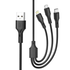 Кабель XO NB230 2.4A Rock series 3 in 1 data cable Чорний