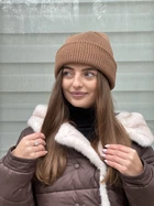 Шапка-біні жіноча молодіжна зимова STD світло-кричнева