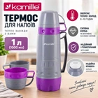 Термос Kamille 1000 мл пластиковый со стеклянной колбой KM-2080