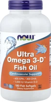 Ультра Омега 3 та Вітамін D, Ultra Omega 3-D, Now Foods 180 гелевих капсул (733739016645)