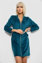 Халат женский Ager велюровый на молнии изумрудный L-XL (257R1023)