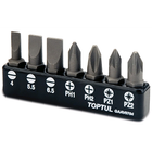 Набор бит 1/4" 7ед. (SL: 4*0.5, 5.5*1, 6.5*1.2; PH1, PH2; PZ1, PZ2) TOPTUL GAAV0704