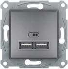Розетка USB Schneider Electric Asfora 2.1A Сталь (EPH2700262)