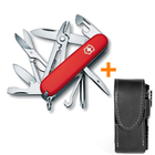 Комплект Ніж Victorinox Deluxe Tinker Red 1.4723 + Чохол з ліхтариком Police - зображення 1