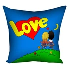 Подушка с принтом габардиновая Love is синяя 30x30 см
