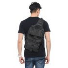 Рюкзак сумка тактическая военная штурмовая Oxford 600D на одно плечо 20 л Black - изображение 3