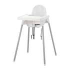 Детский стульчик IKEA ANTILOP высокий с поддончиком серебро 290.672.93