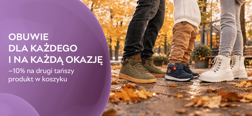 👟 Obuwie dla każdego i na każdą okazję!  Dodatkowe -10% na drugi tańszy produkt w koszyku!