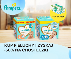 Wyjątkowa oferta! Kup pieluchy Pampers i otrzymaj zniżkę -50% na chusteczki