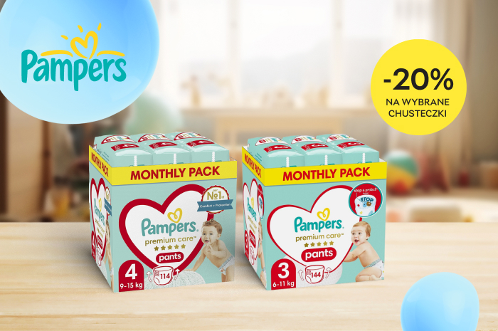 Idealny duet - kup pieluchy Pampers i zyskaj -20% na wybrane chusteczki!