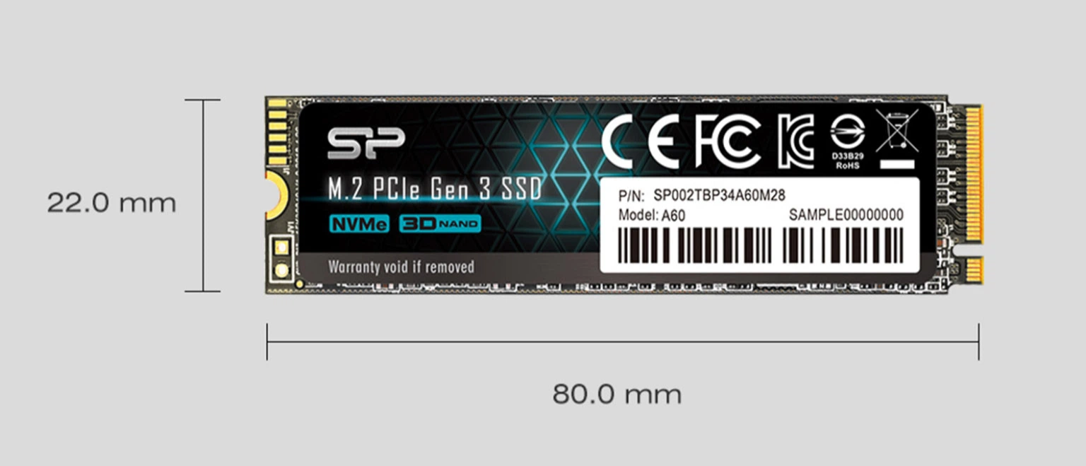 SSD диск Silicon Power P34A60 1TB NVMe M.2 2280 PCIe 3.0 x4 3D
